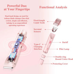 Luxe Electric Razor for Women – Painless Facial, Bikini & Body Hair Trimmer